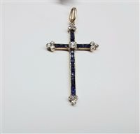 Pendente Soprana Gioielleria Donna ANTICO in Oro CROCE DIAMANTI ZAFFIRI - CROCE DIAMANTI ZAFFIRI